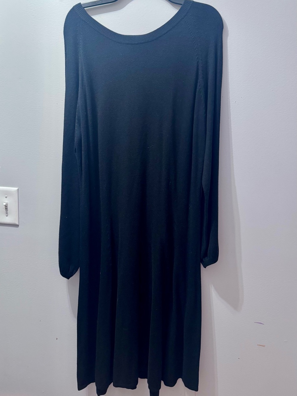 Classic Black Long-Sleeve Women's Sweater Dress, Size XL